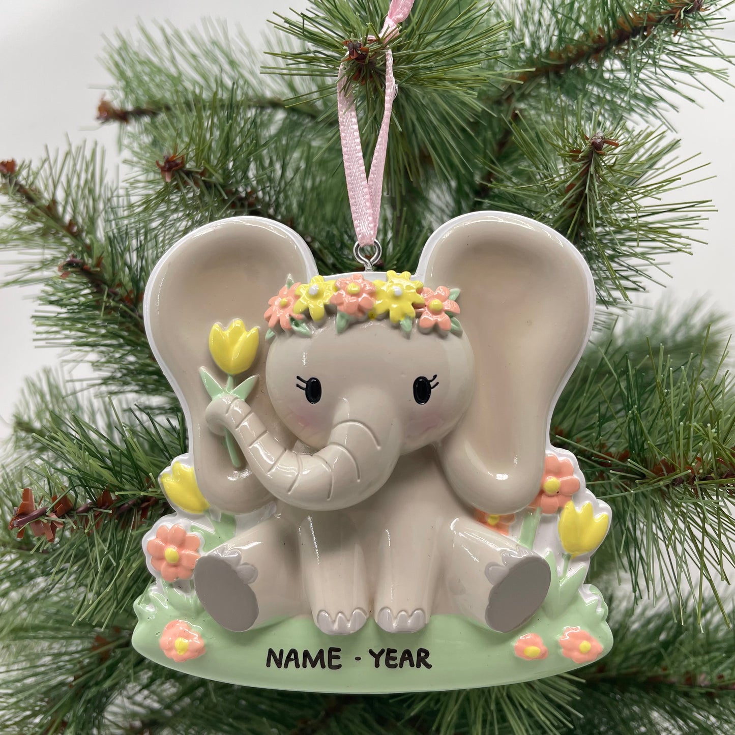 Baby Elephant Ornament for Baby Boy or Baby Girl - Handwritten Personalized