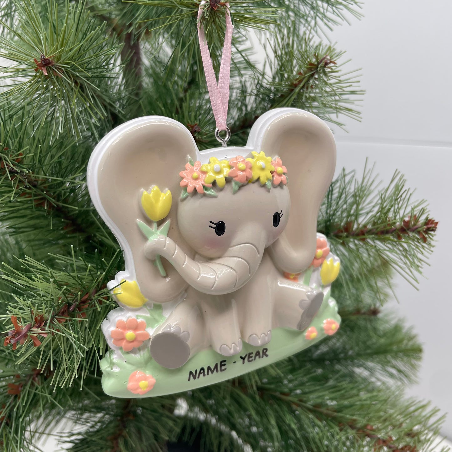 Baby Elephant Ornament for Baby Boy or Baby Girl - Handwritten Personalized