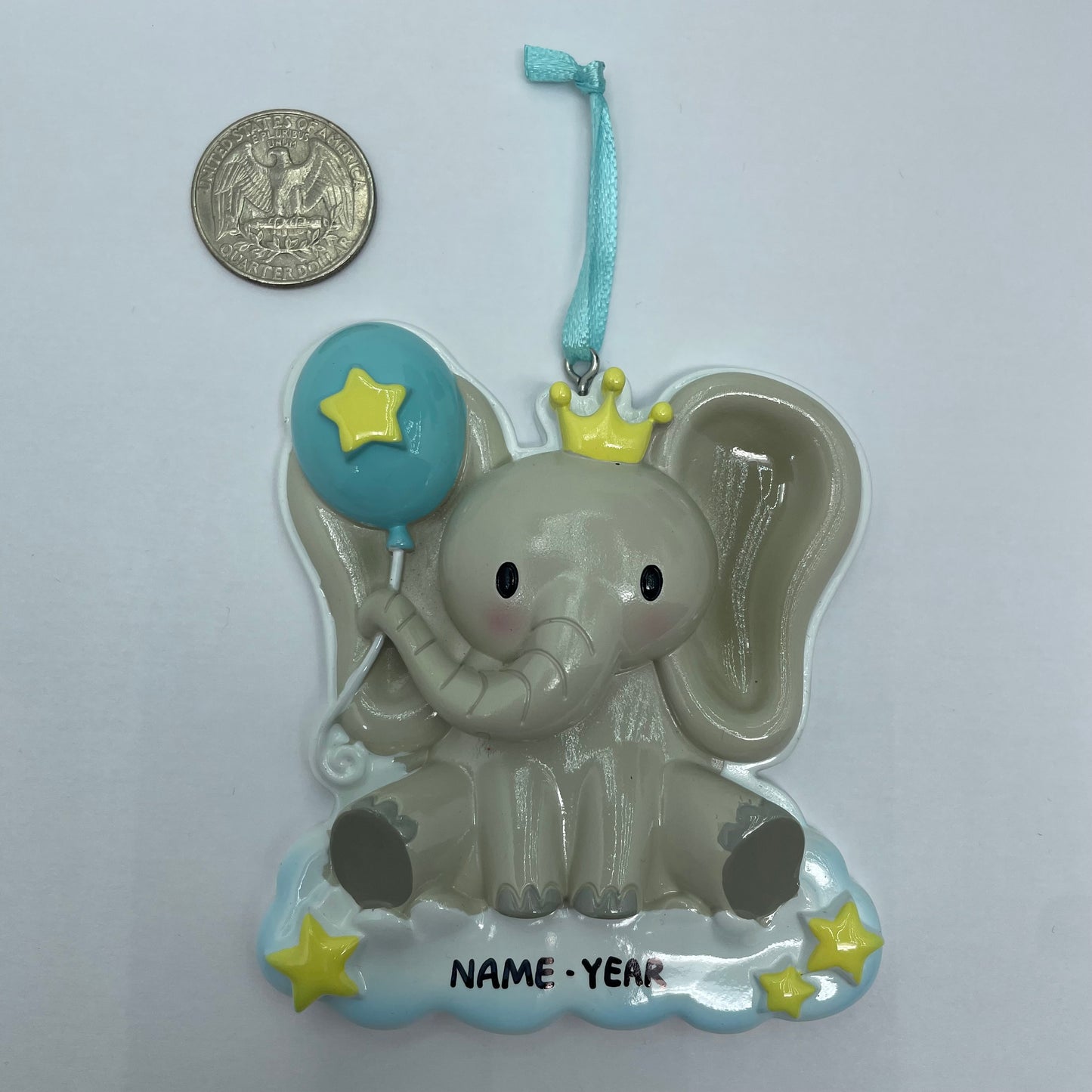 Baby Elephant Ornament for Baby Boy or Baby Girl - Handwritten Personalized