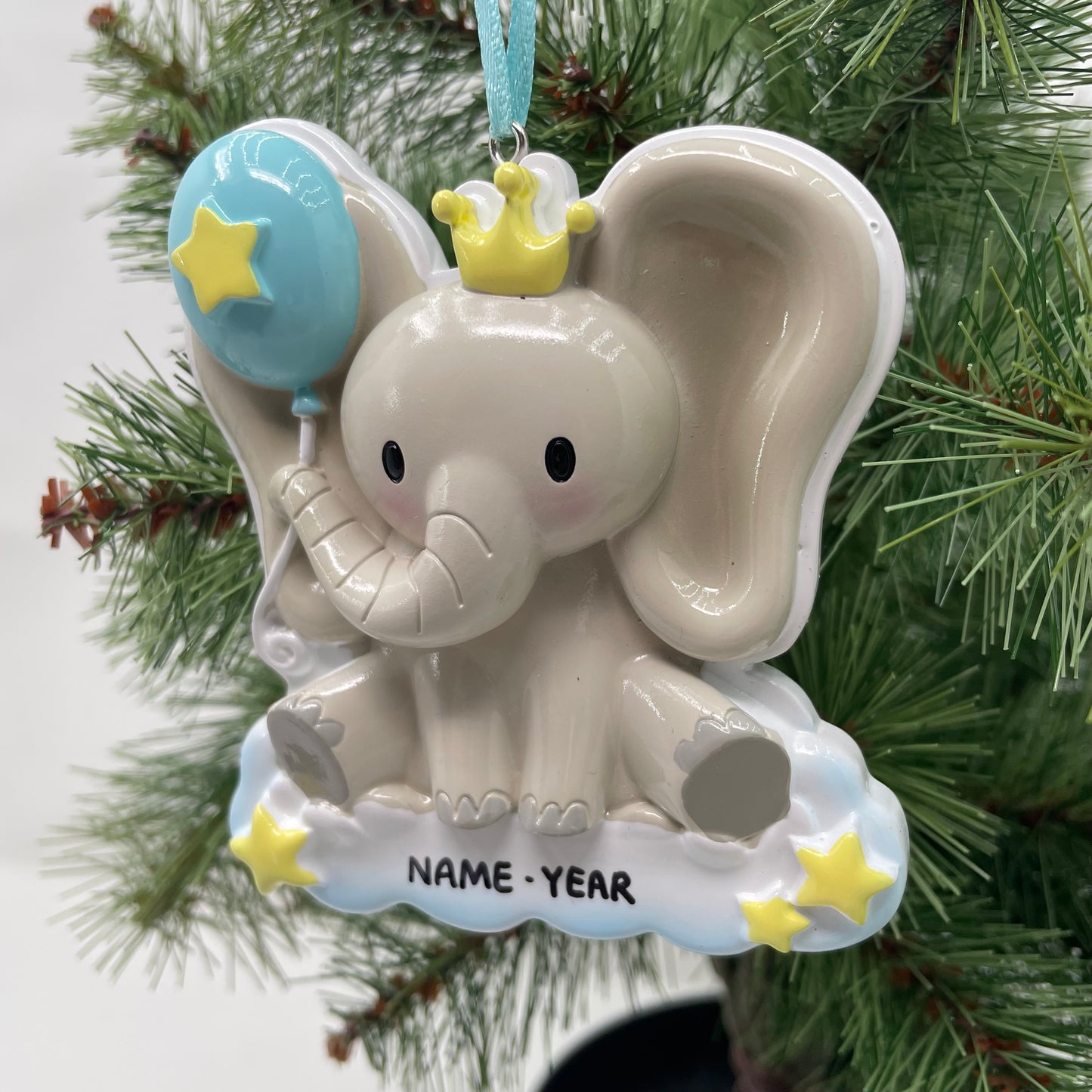 Baby Elephant Ornament for Baby Boy or Baby Girl - Handwritten Personalized